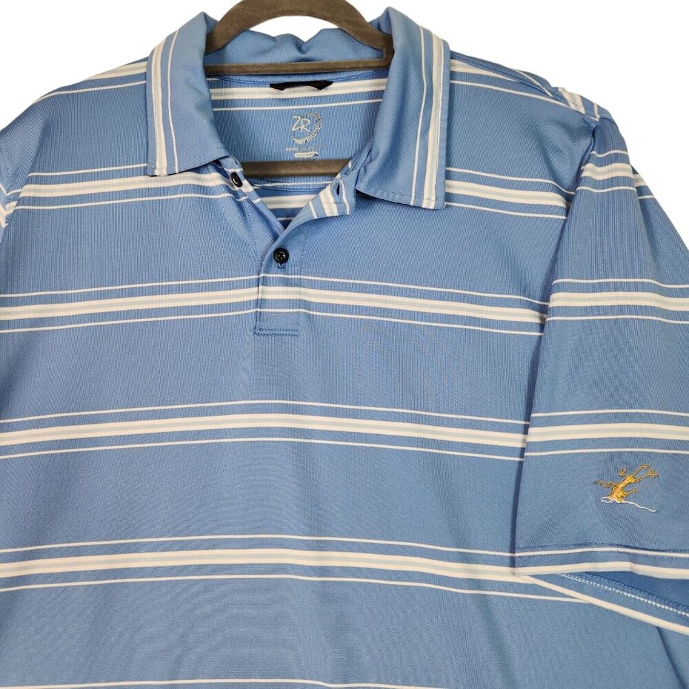 Zero Restriction Polo Shirt Mens XL Blue‎ Striped Short Sleeve Golf Tour Series